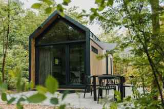 Moderne 4 persoons Tiny House met uitzicht op de bossen, in Balkbrug