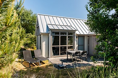 Modern lodge with sauna on a joyful holiday park on Ameland.