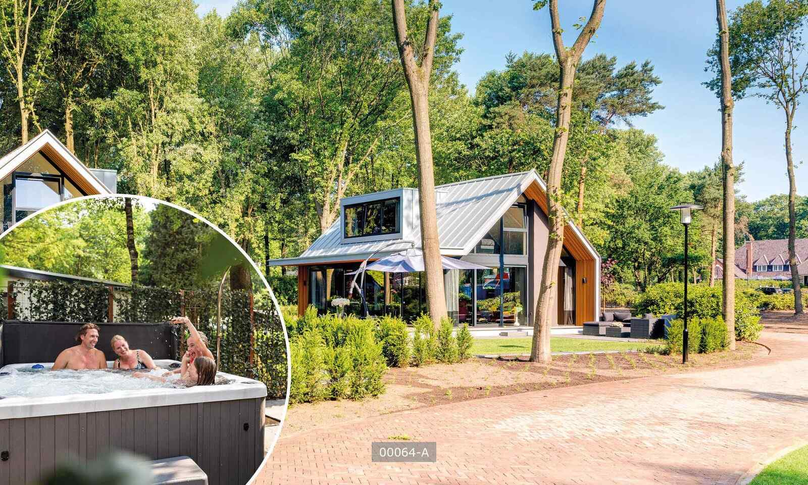 Modern ingerichte villa voor 6 personen met een bubbelbad op een vakantiepark.