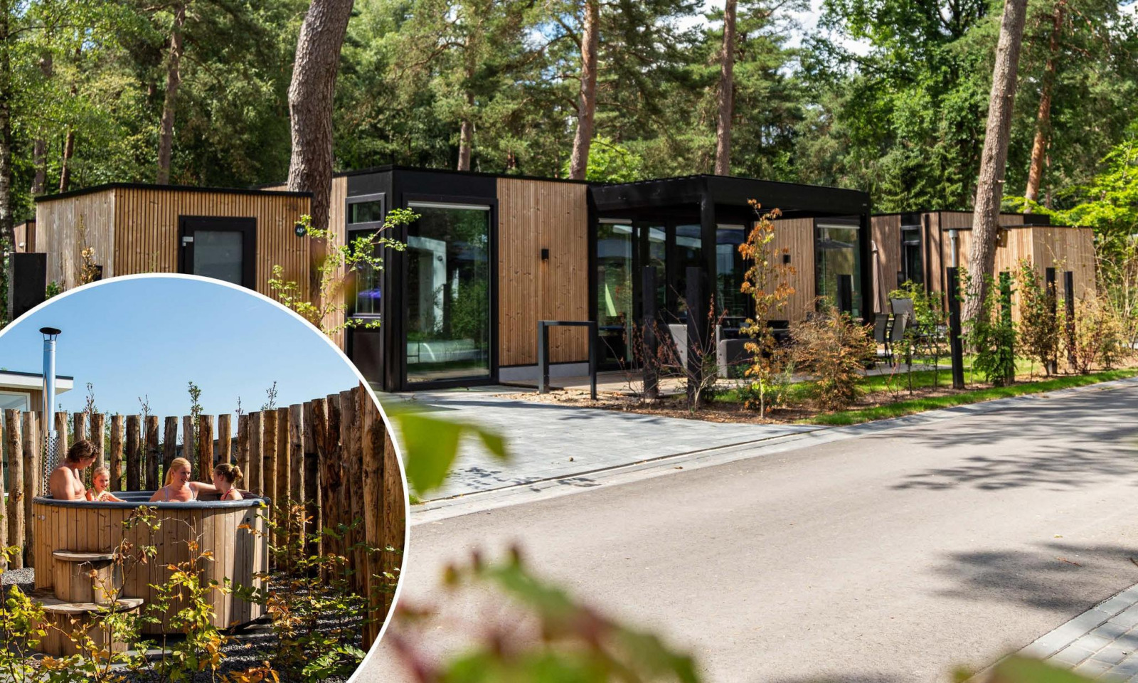 Modern 4-persoons vakantiehuis met hottub nabij Garderen op de Veluwe.