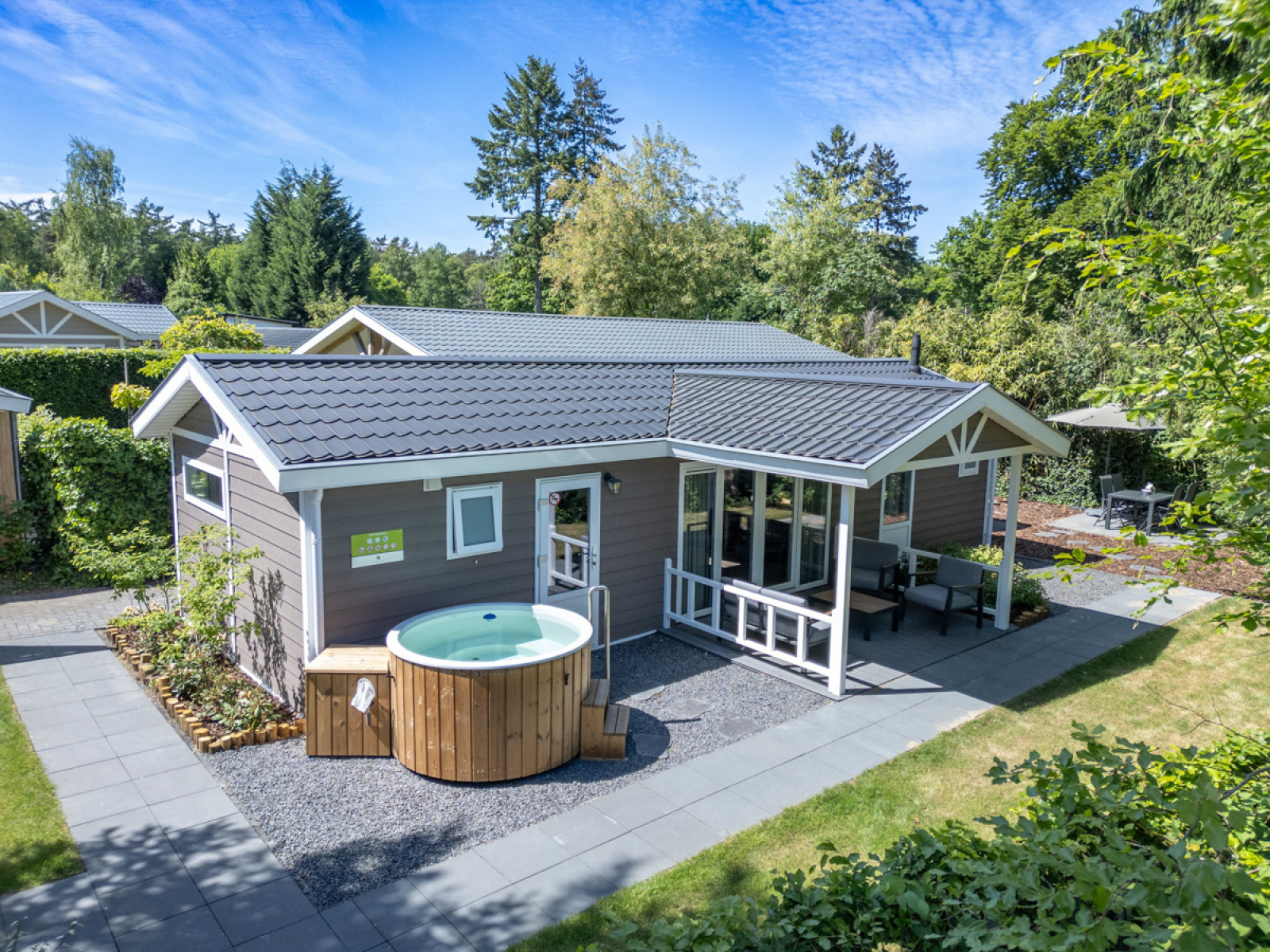 4 persoons Cottage met privé Hottub en Sauna op een vak